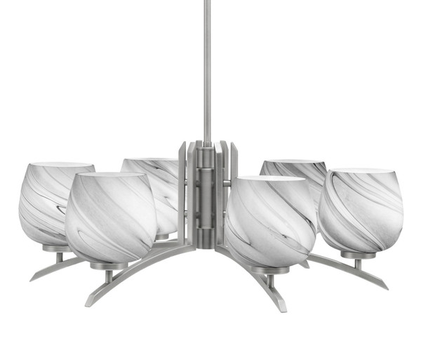 Toltec Lighting - 3706-GP-4819 - Six Light Chandelier - Kurve - Graphite