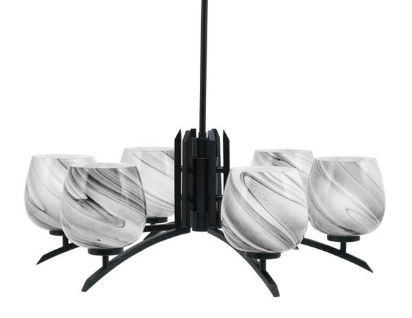 Toltec Lighting - 3706-MB-4819 - Six Light Chandelier - Kurve - Matte Black