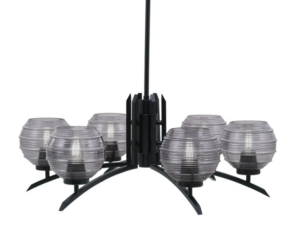 Toltec Lighting - 3706-MB-5112 - Six Light Chandelier - Kurve - Matte Black