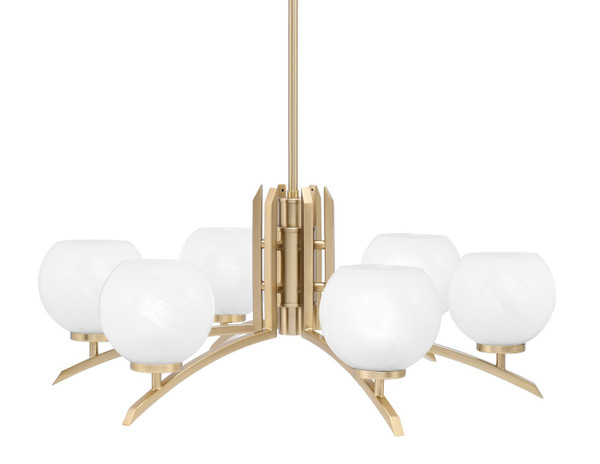 Toltec Lighting - 3706-NAB-4101 - Six Light Chandelier - Kurve - New Age Brass