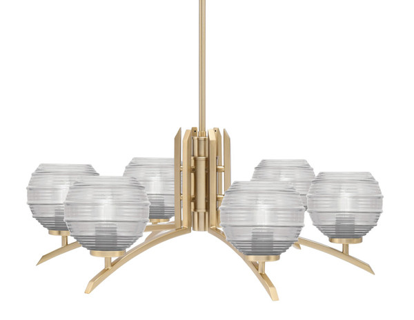 Toltec Lighting - 3706-NAB-5110 - Six Light Chandelier - Kurve - New Age Brass