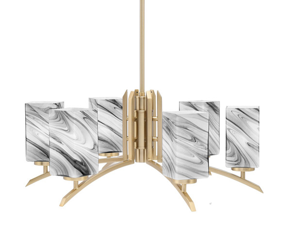 Toltec Lighting - 3706-NAB-549 - Six Light Chandelier - Kurve - New Age Brass