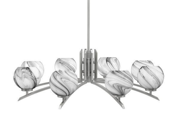 Toltec Lighting - 3708-GP-4109 - Eight Light Chandelier - Kurve - Graphite