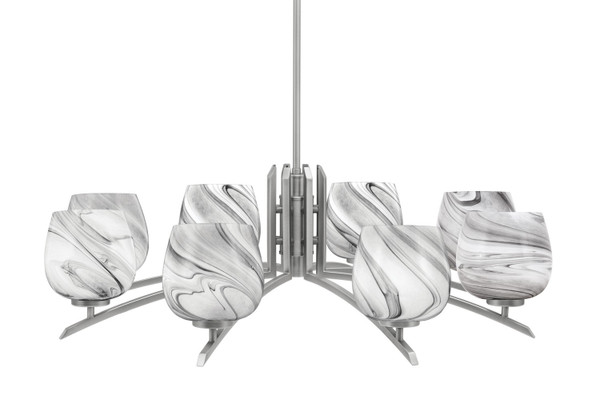 Toltec Lighting - 3708-GP-4819 - Eight Light Chandelier - Kurve - Graphite