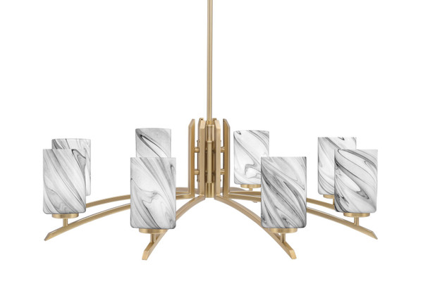 Toltec Lighting - 3708-NAB-3009 - Eight Light Chandelier - Kurve - New Age Brass