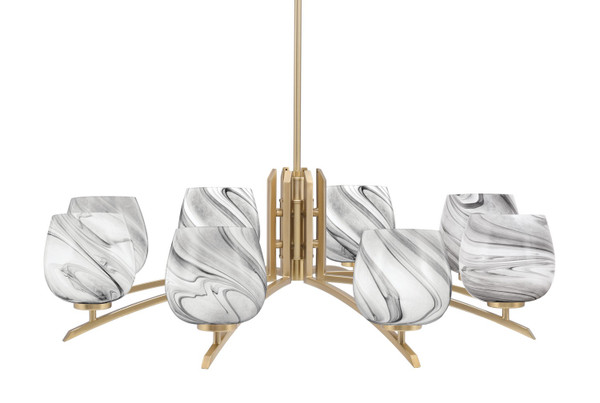 Toltec Lighting - 3708-NAB-4819 - Eight Light Chandelier - Kurve - New Age Brass
