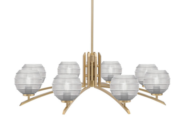 Toltec Lighting - 3708-NAB-5110 - Eight Light Chandelier - Kurve - New Age Brass