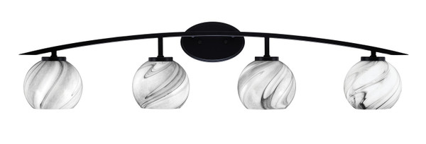 Toltec Lighting - 3724-MB-4109 - Four Light Bath Bar - Kurve - Matte Black