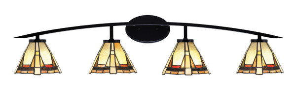 Toltec Lighting - 3724-MB-9345 - Four Light Bath Bar - Kurve - Matte Black