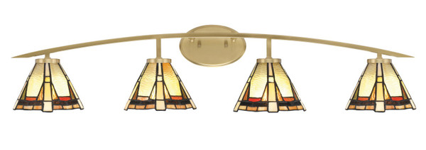 Toltec Lighting - 3724-NAB-9345 - Four Light Bath Bar - Kurve - New Age Brass