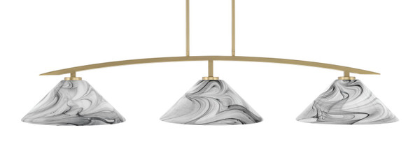 Toltec Lighting - 3733-NAB-2169 - Three Light Bar - Kurve - New Age Brass