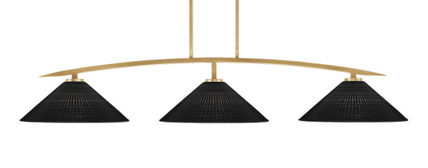 Toltec Lighting - 3733-NAB-4019 - Three Light Bar - Kurve - New Age Brass