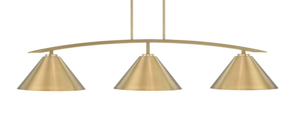Toltec Lighting - 3733-NAB-420-NAB - Three Light Bar - Kurve - New Age Brass