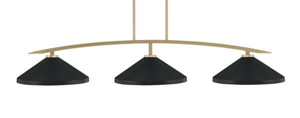 Toltec Lighting - 3733-NAB-424-MB - Three Light Bar - Kurve - New Age Brass