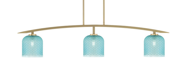 Toltec Lighting - 3733-NAB-4915 - Three Light Bar - Kurve - New Age Brass