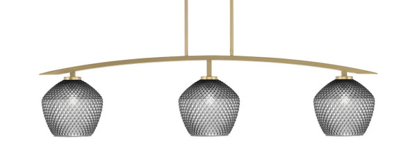 Toltec Lighting - 3733-NAB-4922 - Three Light Bar - Kurve - New Age Brass