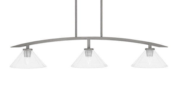 Toltec Lighting - 3736-GP-304 - Three Light Island Pendant - Kurve - Graphite
