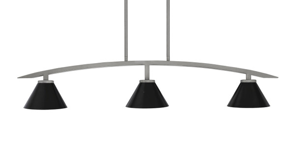 Toltec Lighting - 3736-GP-421-MB - Three Light Island Pendant - Kurve - Graphite