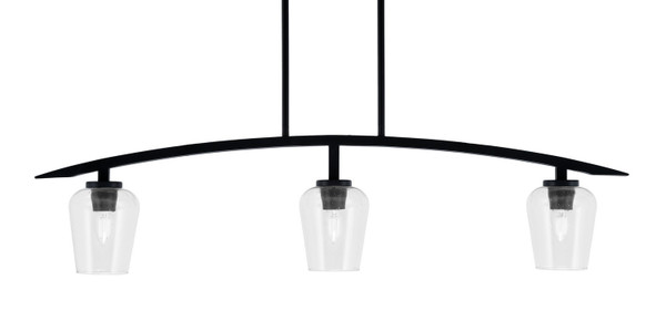 Toltec Lighting - 3736-MB-210 - Three Light Island Pendant - Kurve - Matte Black