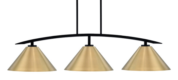 Toltec Lighting - 3736-MB-420-NAB - Three Light Island Pendant - Kurve - Matte Black