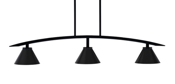 Toltec Lighting - 3736-MB-421-MB - Three Light Island Pendant - Kurve - Matte Black