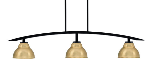 Toltec Lighting - 3736-MB-427-NAB - Three Light Island Pendant - Kurve - Matte Black