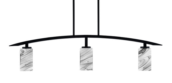 Toltec Lighting - 3736-MB-549 - Three Light Island Pendant - Kurve - Matte Black