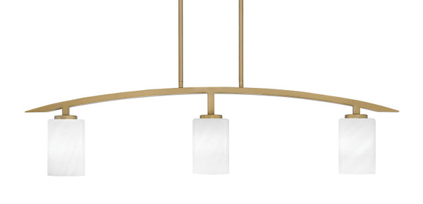 Toltec Lighting - 3736-NAB-3001 - Three Light Island Pendant - Kurve - New Age Brass