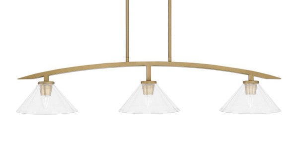 Toltec Lighting - 3736-NAB-304 - Three Light Island Pendant - Kurve - New Age Brass