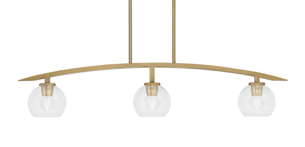 Toltec Lighting - 3736-NAB-4100 - Three Light Island Pendant - Kurve - New Age Brass