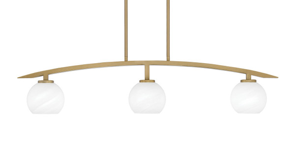 Toltec Lighting - 3736-NAB-4101 - Three Light Island Pendant - Kurve - New Age Brass
