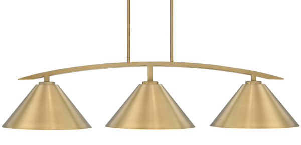 Toltec Lighting - 3736-NAB-420-NAB - Three Light Island Pendant - Kurve - New Age Brass