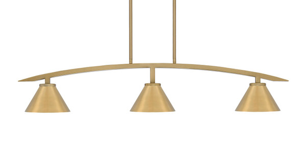 Toltec Lighting - 3736-NAB-421-NAB - Three Light Island Pendant - Kurve - New Age Brass