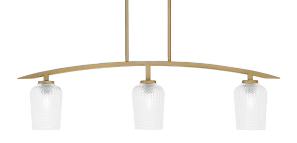 Toltec Lighting - 3736-NAB-4250 - Three Light Island Pendant - Kurve - New Age Brass