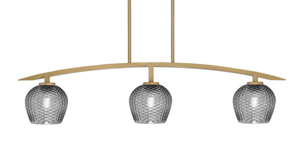 Toltec Lighting - 3736-NAB-4602 - Three Light Island Pendant - Kurve - New Age Brass