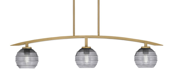Toltec Lighting - 3736-NAB-5112 - Three Light Island Pendant - Kurve - New Age Brass