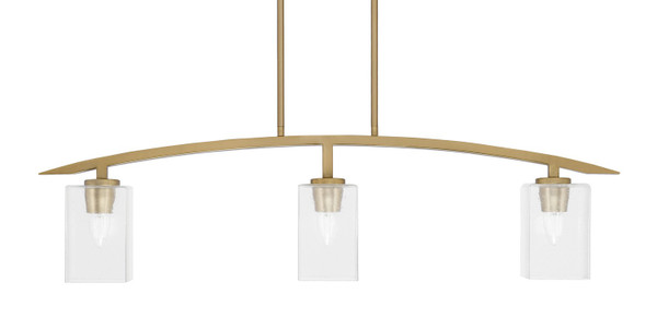 Toltec Lighting - 3736-NAB-530 - Three Light Island Pendant - Kurve - New Age Brass