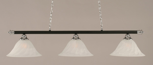 Toltec Lighting - 373-CHMB-5731 - Three Light Billiard Bar - Oxford - Chrome/Matte Black