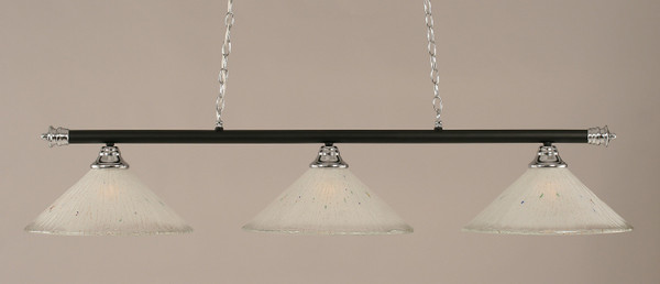 Toltec Lighting - 373-CHMB-711 - Three Light Billiard Bar - Oxford - Chrome/Matte Black