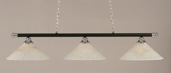 Toltec Lighting - 373-CHMB-714 - Three Light Billiard Bar - Oxford - Chrome/Matte Black