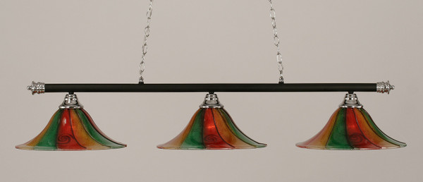 Toltec Lighting - 373-CHMB-767 - Three Light Billiard Bar - Oxford - Chrome/Matte Black