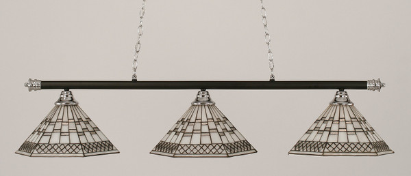 Toltec Lighting - 373-CHMB-910 - Three Light Billiard Bar - Oxford - Chrome/Matte Black