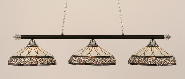 Toltec Lighting - 373-CHMB-948 - Three Light Billiard Bar - Oxford - Chrome/Matte Black