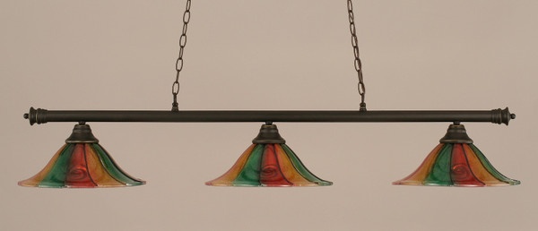 Toltec Lighting - 373-DG-764 - Three Light Billiard Bar - Oxford - Dark Granite