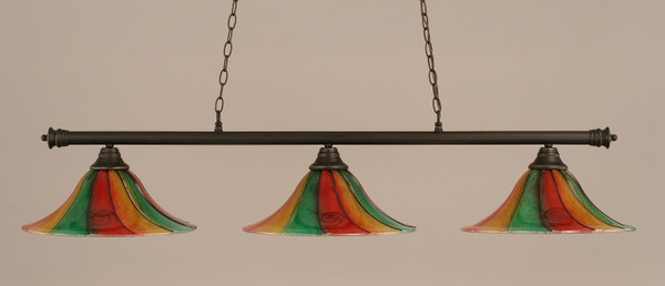 Toltec Lighting - 373-DG-767 - Three Light Billiard Bar - Oxford - Dark Granite