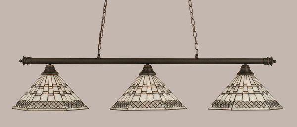 Toltec Lighting - 373-DG-910 - Three Light Billiard Bar - Oxford - Dark Granite