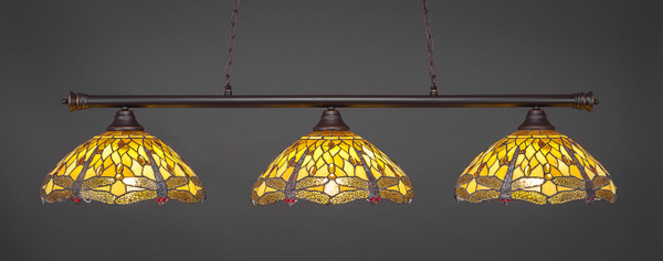 Toltec Lighting - 373-DG-946 - Three Light Billiard Bar - Oxford - Dark Granite