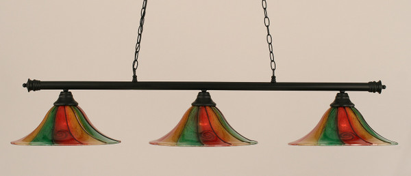 Toltec Lighting - 373-MB-767 - Three Light Billiard Bar - Oxford - Matte Black