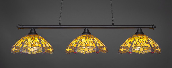 Toltec Lighting - 373-MB-946 - Three Light Billiard Bar - Oxford - Matte Black