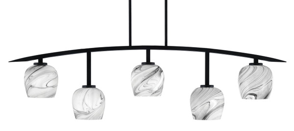 Toltec Lighting - 3745-MB-4819 - Five Light Bar - Kurve - Matte Black